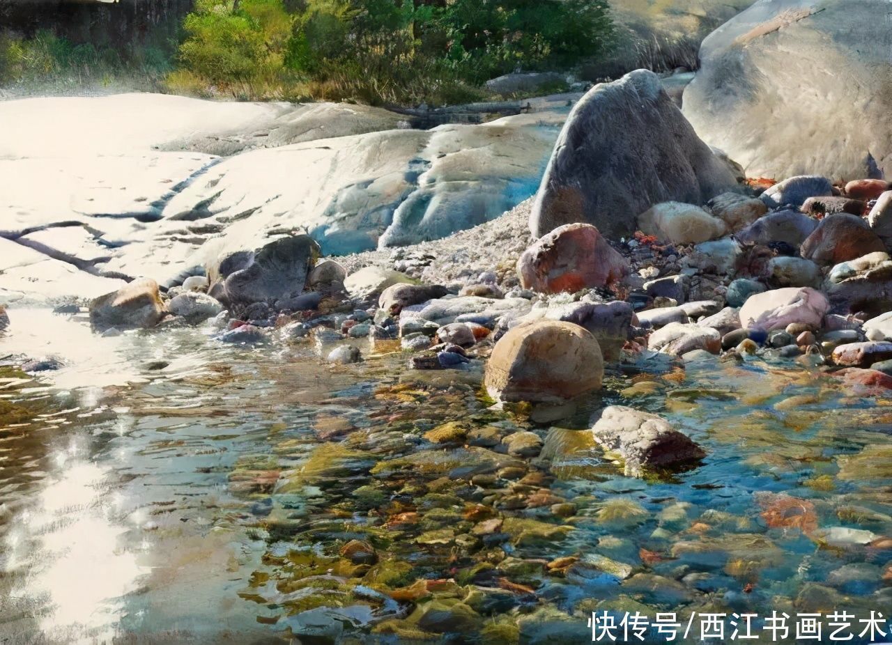 克拉科夫$这位瑞典水彩画家把海边的石头质感画得好极了