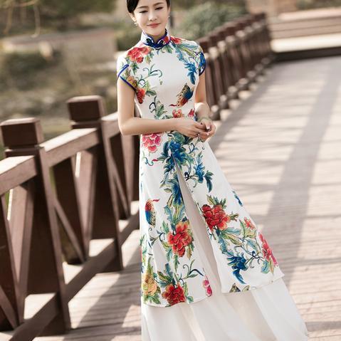 中国风 旗之韵原创中国风旗袍裙,灵动清爽林壑尤美