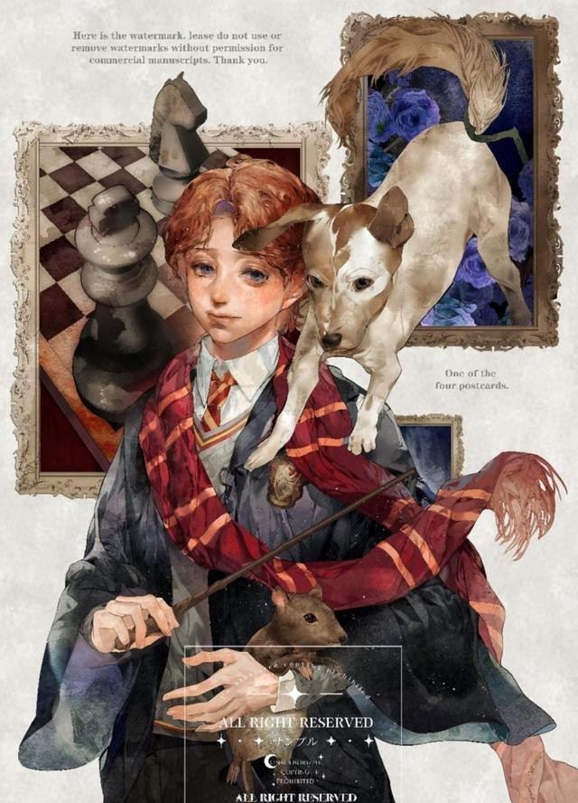 马尔福|画师绘制《哈利波特》同人,赫敏复古英伦风,马尔福充满贵族气质