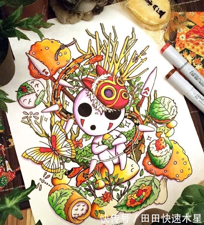 龙猫|画师手绘经典动漫插图,角色本身呆萌可爱,却都是吃货