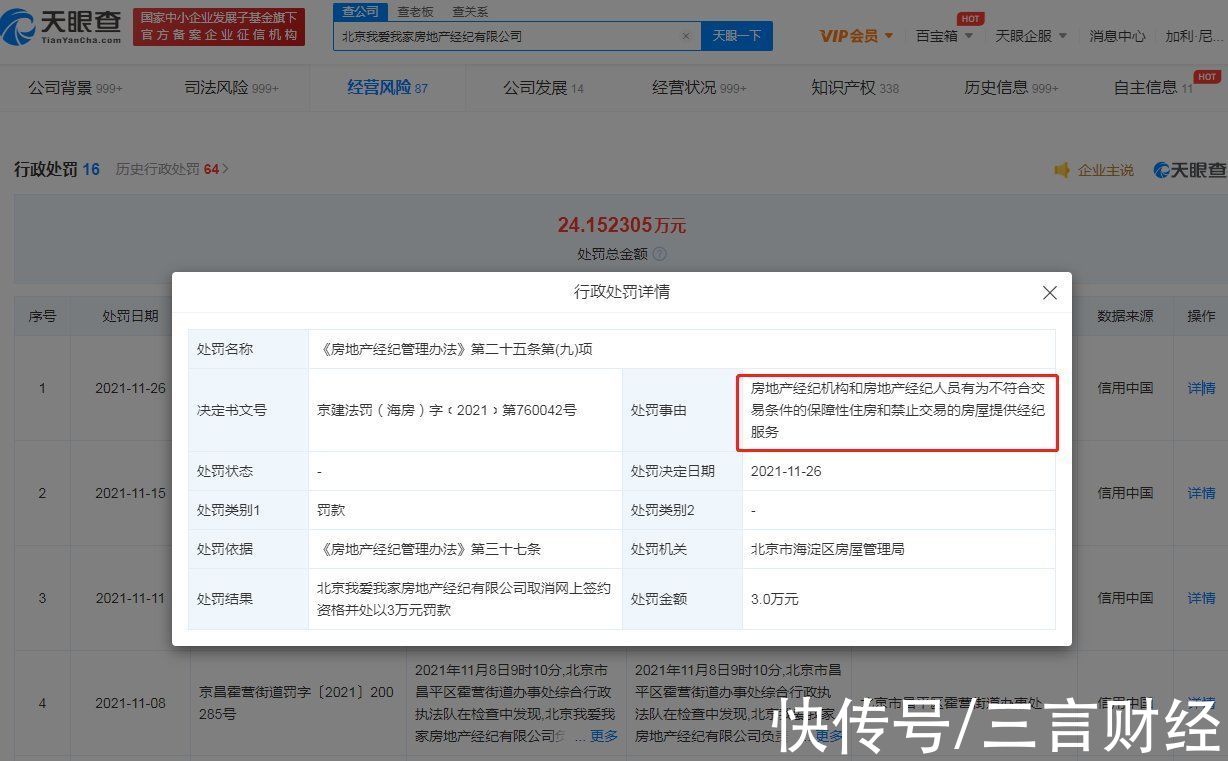 房地产经纪有限公司|我爱我家违规提供经纪服务被罚3万