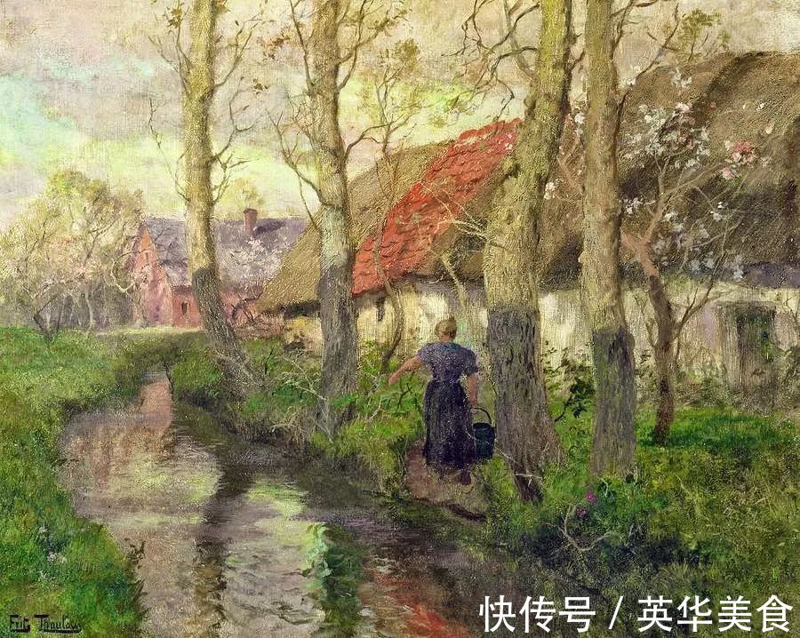 小溪|水与光的刻画,弗里茨的油画真是美妙至极