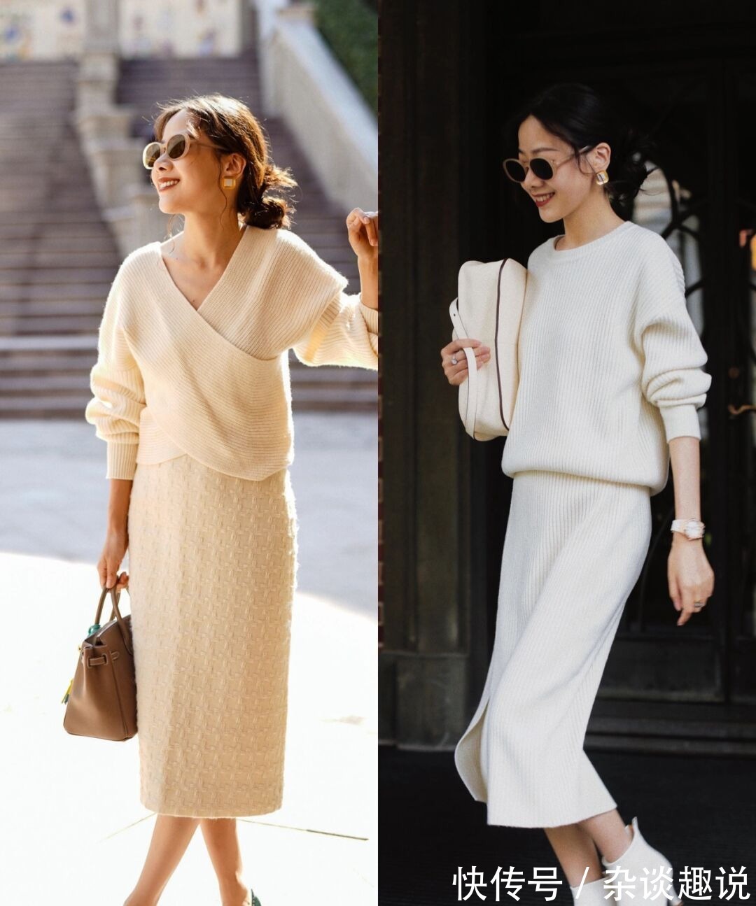 tips|想不到“毛衣+半裙”火了,高级新潮还显瘦,怎么穿都不过时