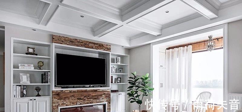 长方形|28万打造159㎡法式风情洋房,光吊顶就3万多,开放式厨房超有情调