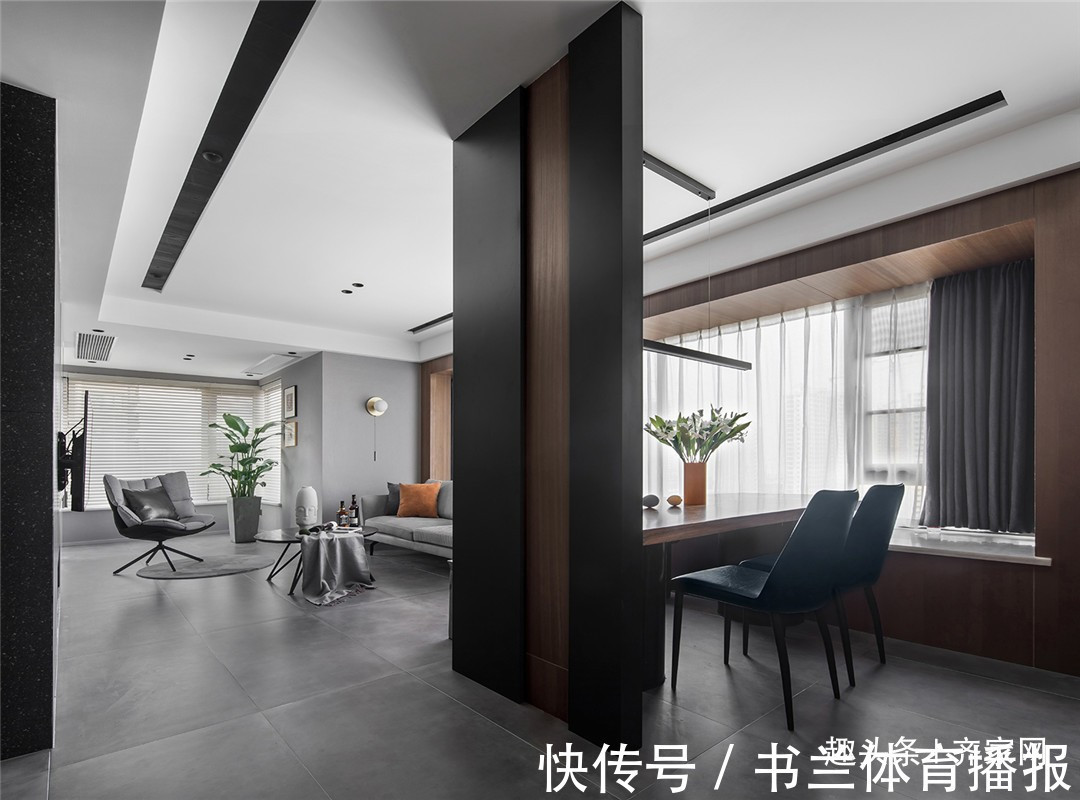 书房|89平两房现代,休闲书房,客厅,餐厅连成一体的扩容空间感!