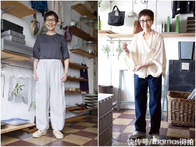 50至60岁的大妈，选择宽松冷淡色系的搭配，更加彰显优雅大方气质