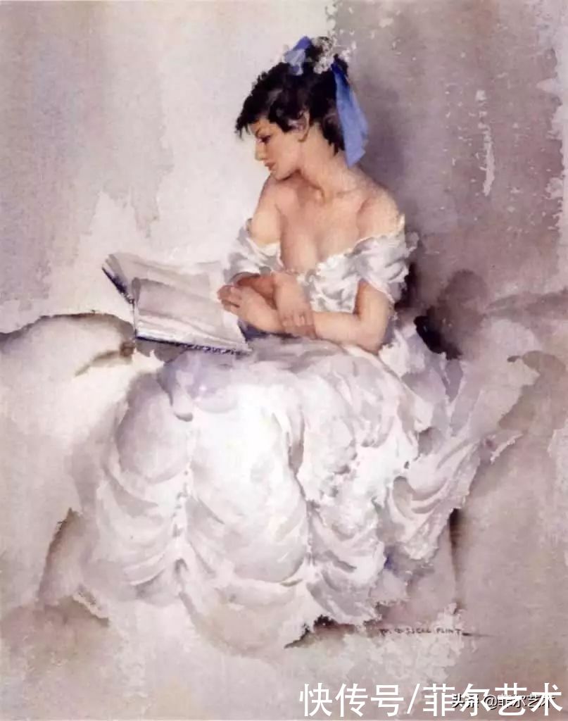 艺术家|苏格兰艺术家弗林特的女子水彩画，美轮美奂