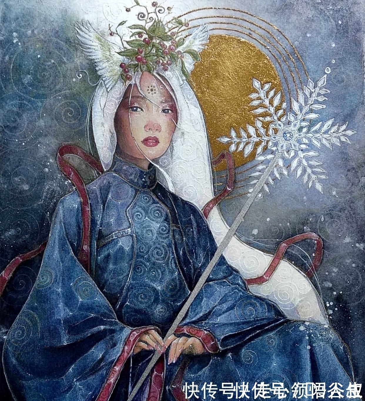 珀耳塞福涅&寂静宇宙中的明眸:色彩与金箔的交融,插画家卡法西斯的神话四季