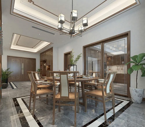 客厅|东北夫妻回乡建370㎡别墅,选胡桃木装中式,刚进门厅就被迷住