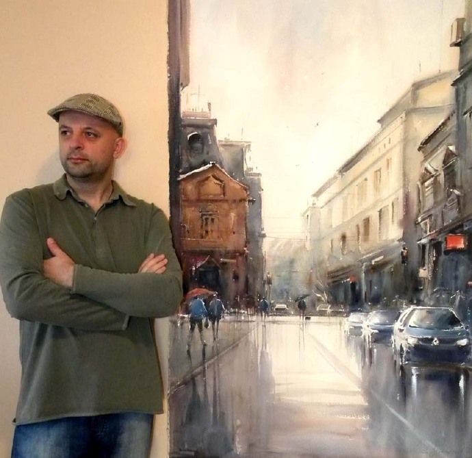 水彩画!水染的建筑与街道,塞尔维亚水彩画大师Dusan Djukaric作品(一)