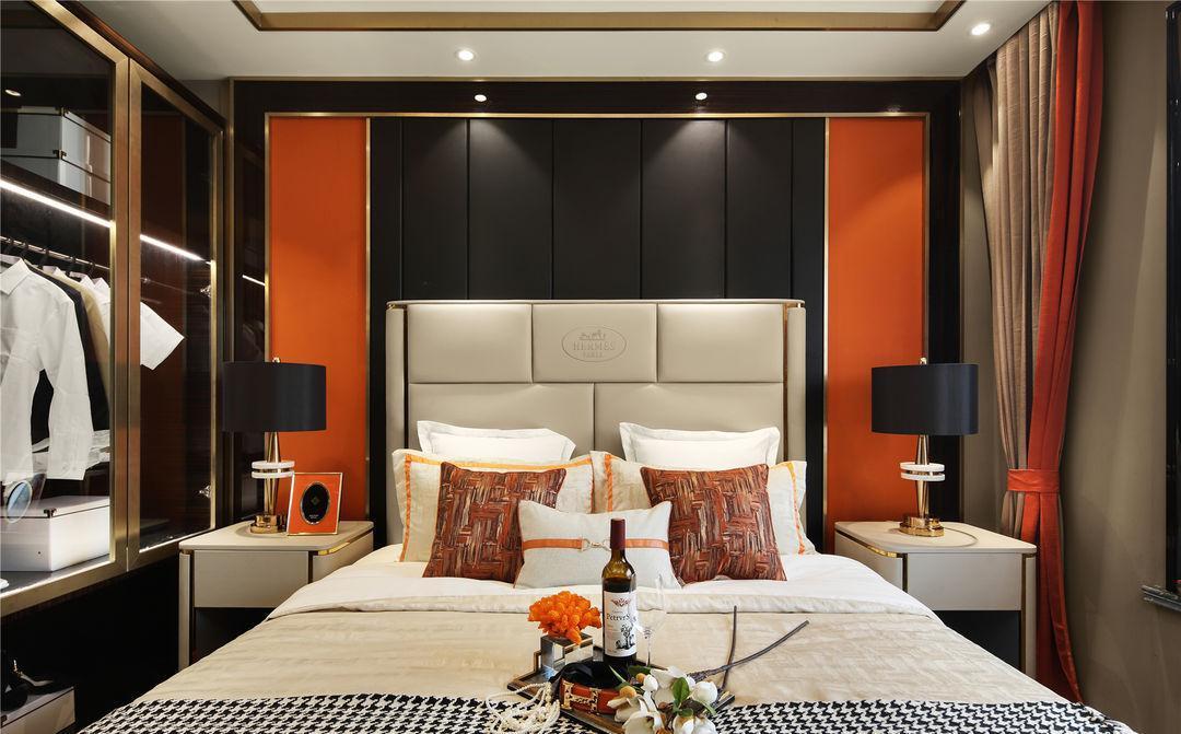 橙色|125平方米的房子这样设计,高级与轻奢并存,太美了