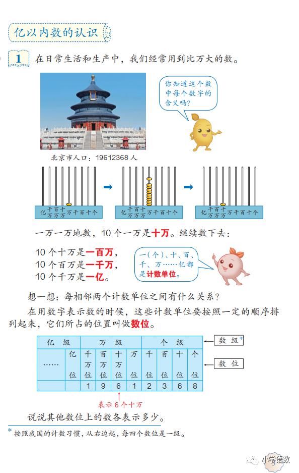 人教版四年级数学上册第1单元 亿以内的计数单位及数位顺序表 快资讯