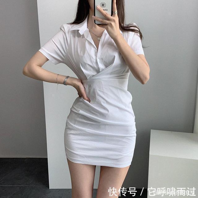 韩系穿搭~温柔气质衬衫连衣裙~