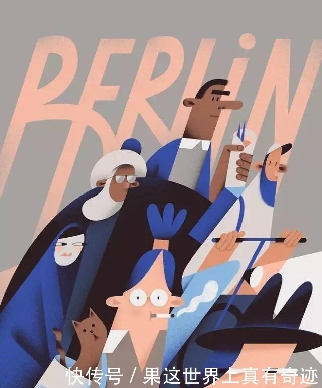 简单的几何图形,大胆的构图,独树一帜的扁平化绘画风格!!