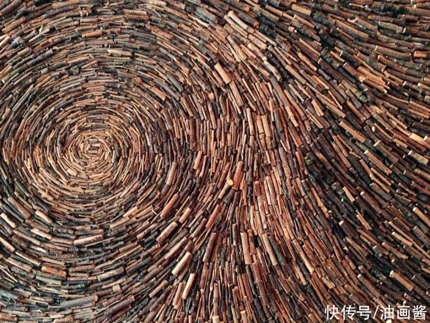 詹姆斯|艺术家用石头和树叶“作画”,网友直呼:太解压,治愈强迫症