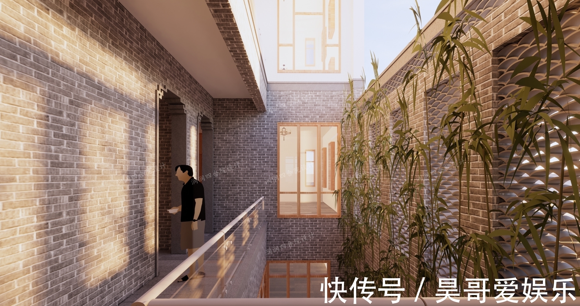 庭院|广东清远三层带地下室家族大宅现代四合院民宿28×20