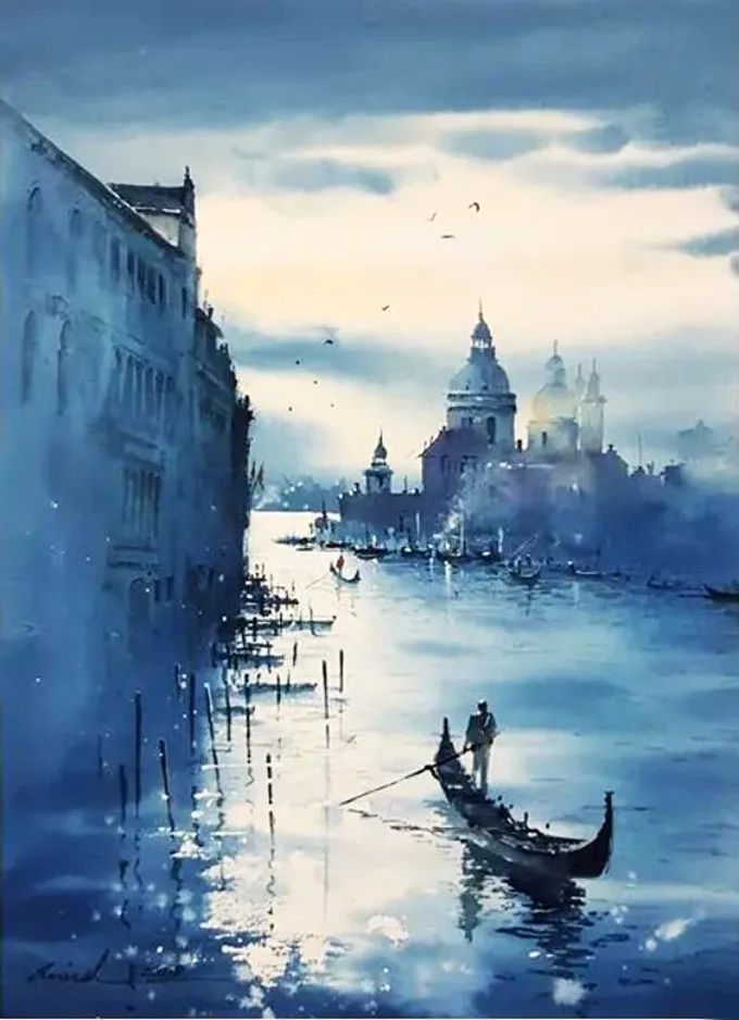 画面!极具美感的蓝绿水彩色调,如此画面,令人爱不舍手