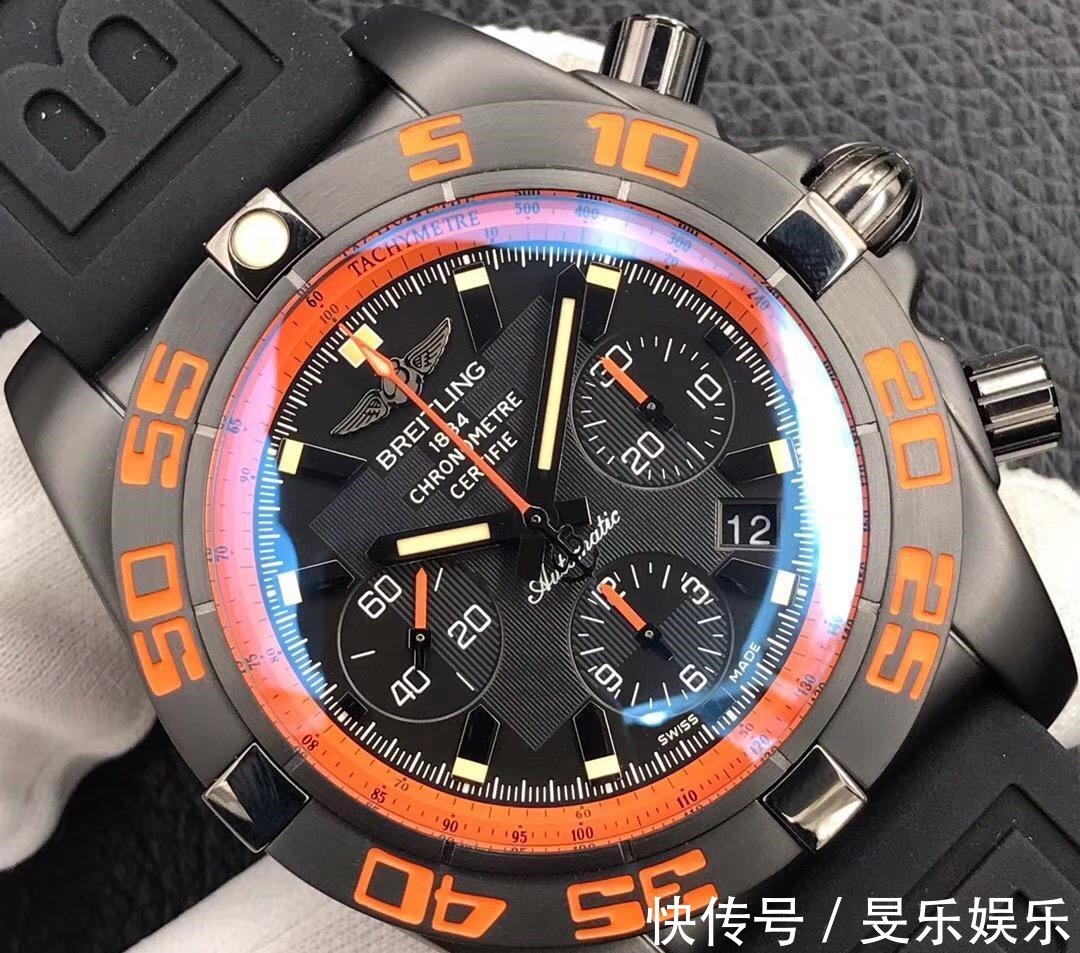 腕表 GF厂百年灵机械计时黑鹰橙圈复刻表细节质量评测!