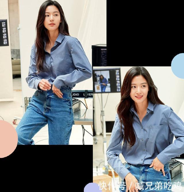 牛仔裤|一件衬衫多种搭配,初秋衬衫这样穿,时髦气质到不行