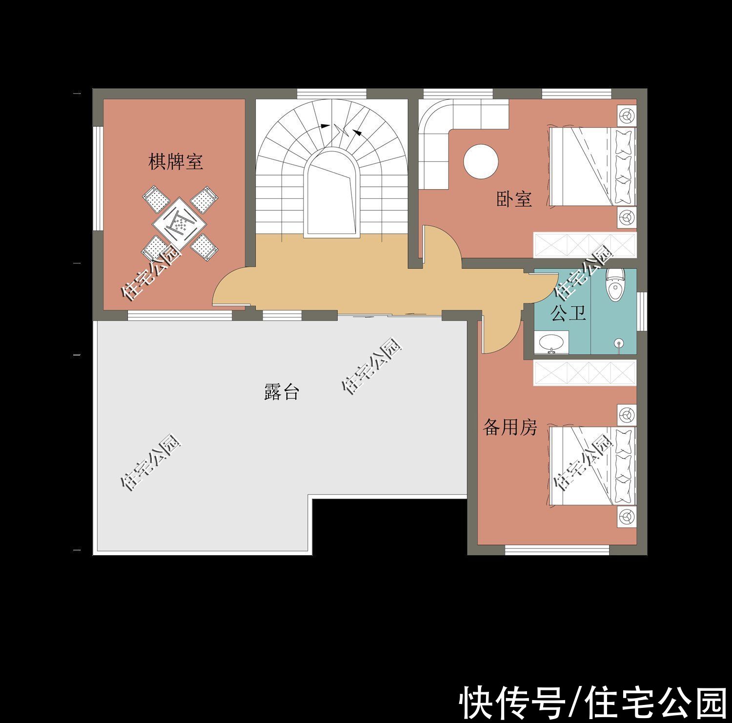平面|推荐10套带旋转楼梯的农村别墅,楼梯做螺旋设计,美观又大气