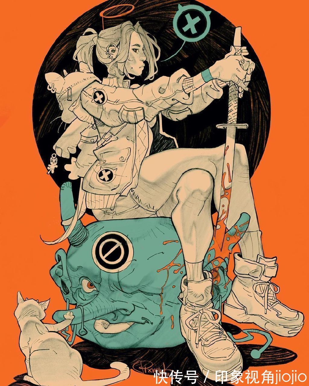 插画@耐人寻味的浮生绘影,充满强烈的美漫元素,有着吸引人的魄力