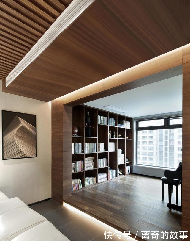 灰白蓝|虽然装修超了预算,依然喜欢木饰面吊顶,现代风格实拍图晒给你看!