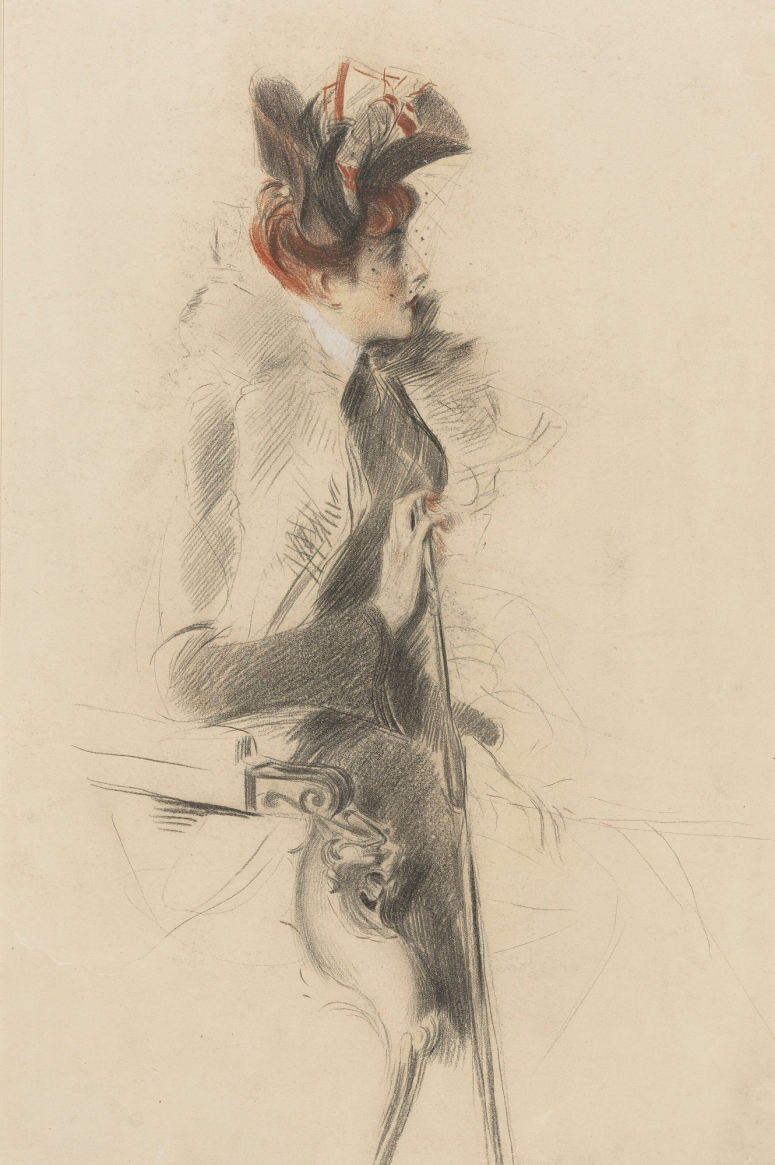 画家@意大利印象派画家乔瓦尼·博尔迪尼(Giovanni Boldini)素描手稿