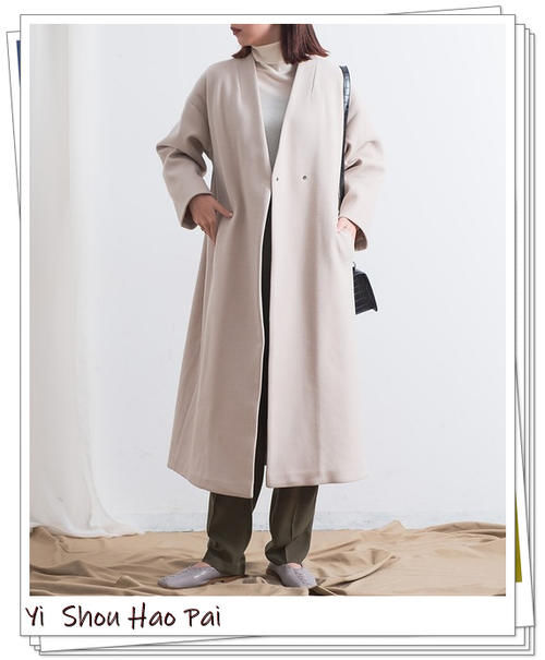  外套|适合40岁女人的无领大衣外套搭配示例！显简洁提气质
