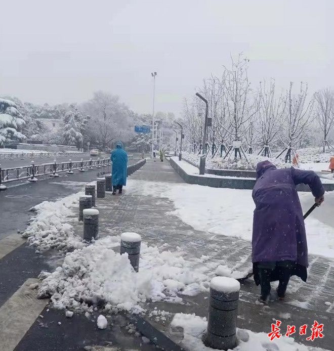 天桥|他们一夜未眠融雪防冻，武汉东湖风景区主干道“很好走”