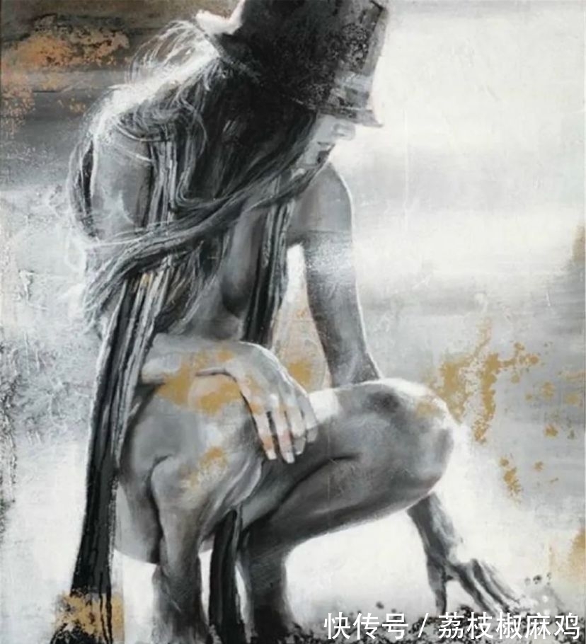 笔触$粗犷的笔触诠释女人另类的柔美与性感,让视觉炸裂的大触油画神作