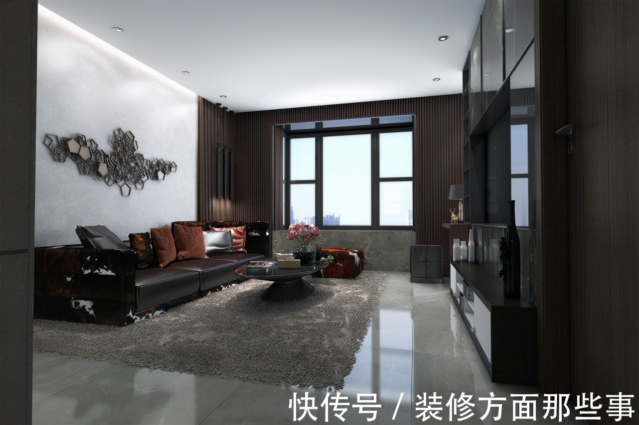 简约风|120平现代简约风三居,酒红色的电视柜很时尚