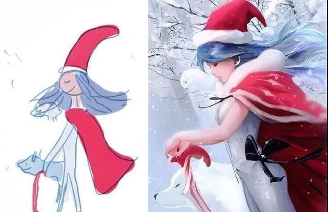 画师$儿子重新绘制妈妈的画,每一幅都是精品,这就是画渣和大神的区别!