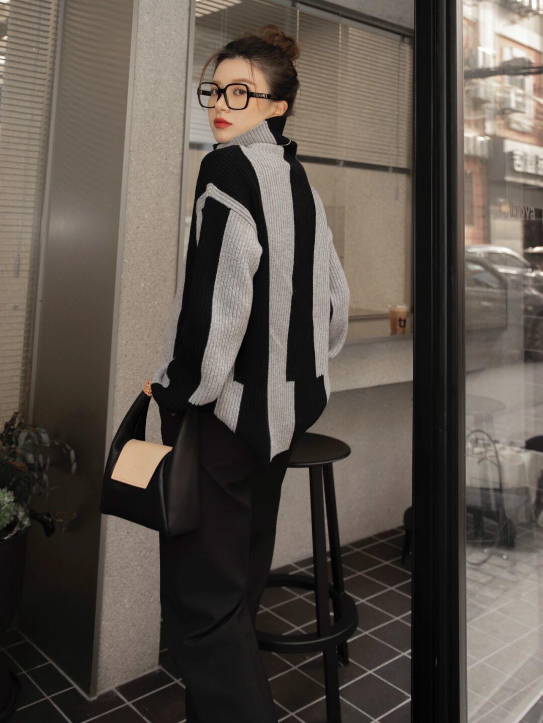 拉链|衣品好的女人,冬季都少不了“毛衣”的搭配,气质爆表