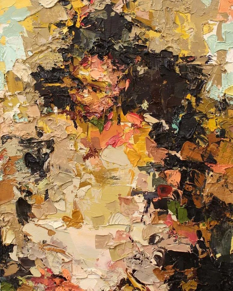 纹理&他将杂碎的色块,厚重的纹理,融于画中的人物