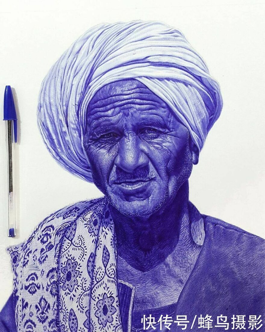 肖像&有这水平还要相机干嘛?30张圆珠笔画,图1画了一个月细到毛孔