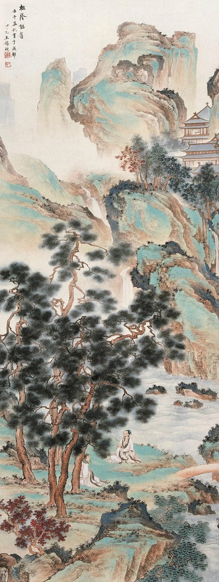 湖社画会&这山水画风清秀劲峭,气势开张,细腻典雅,笔法精致!