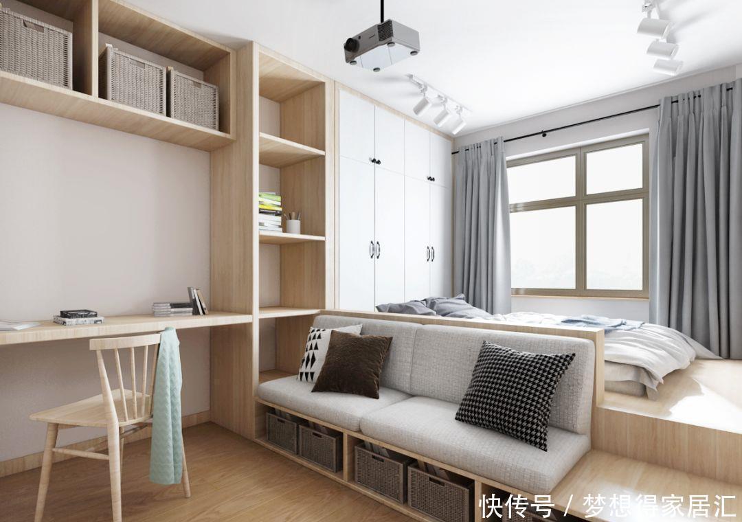 书桌|小卧室不要再买床了,这样装既漂亮又省空间,效果真不错!