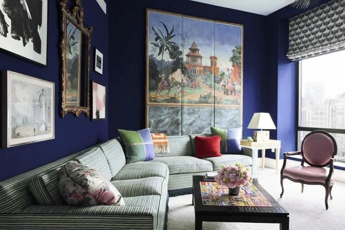 共存|海军蓝,复古与时尚并行的艺术画,简约的浪漫同经典共存