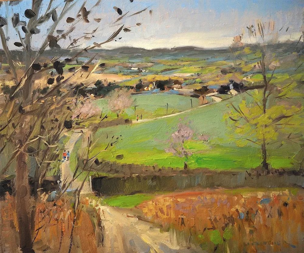 田园风光画@他用画笔,勾勒出一幅幅唯美动人的田园风光画