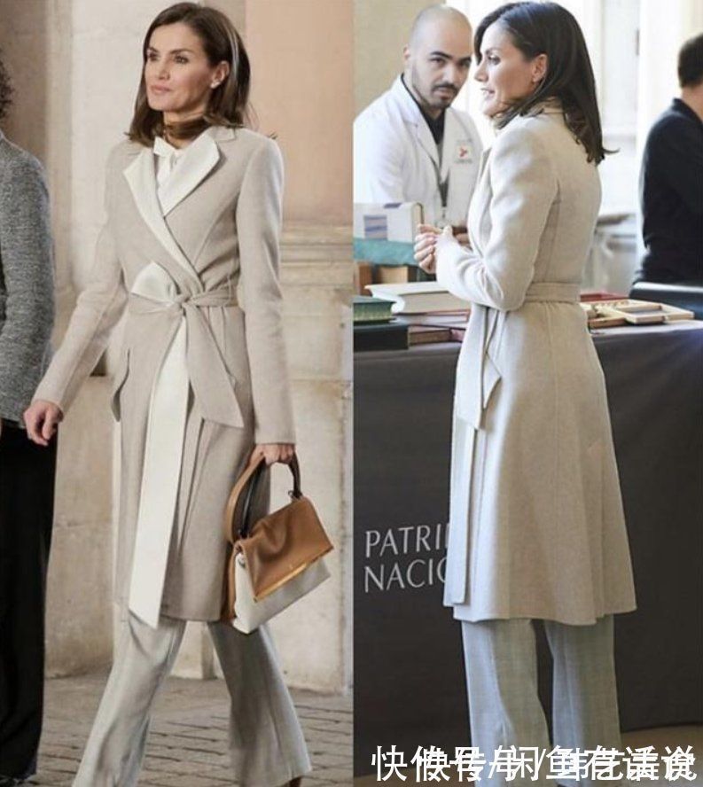 针织衫|西班牙王后盘起头发更惊艳,穿超长大衣优雅大气,这才是王室风范