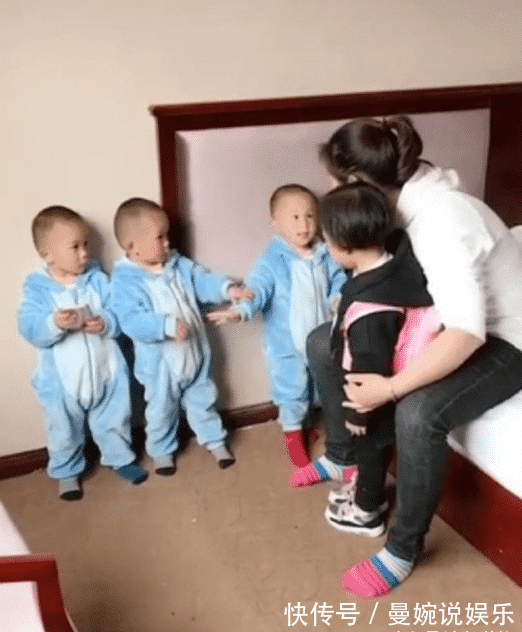 小姨|三胞胎把小姨打哭,妈妈一问谁打的,宝宝的反应逗乐妈妈