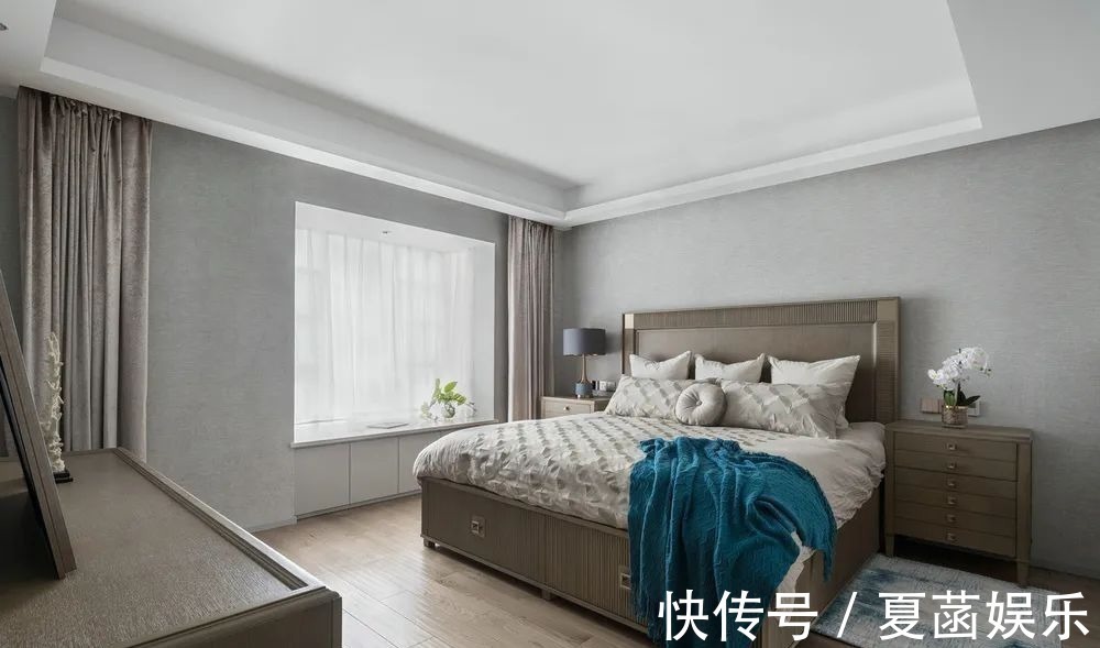 餐边柜+|178㎡现代美式,当美式遇上高级灰,营造简约华丽的美