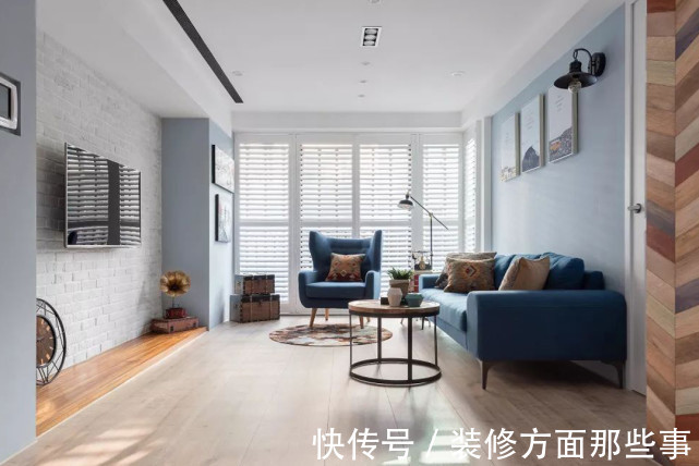 卫生间|97㎡北欧风三居室，蓝色的渐变色来装点不同空间漂亮