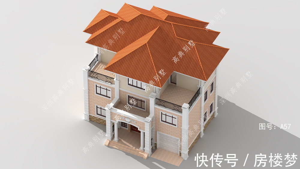 欧式|这款欧式别墅设计，外观简洁精致，施工方便。