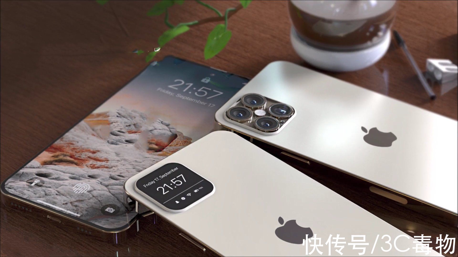 刘海屏|iPhone14Pro渲染图：相机模组秒变副屏，FaceID和TouchID屏下隐藏