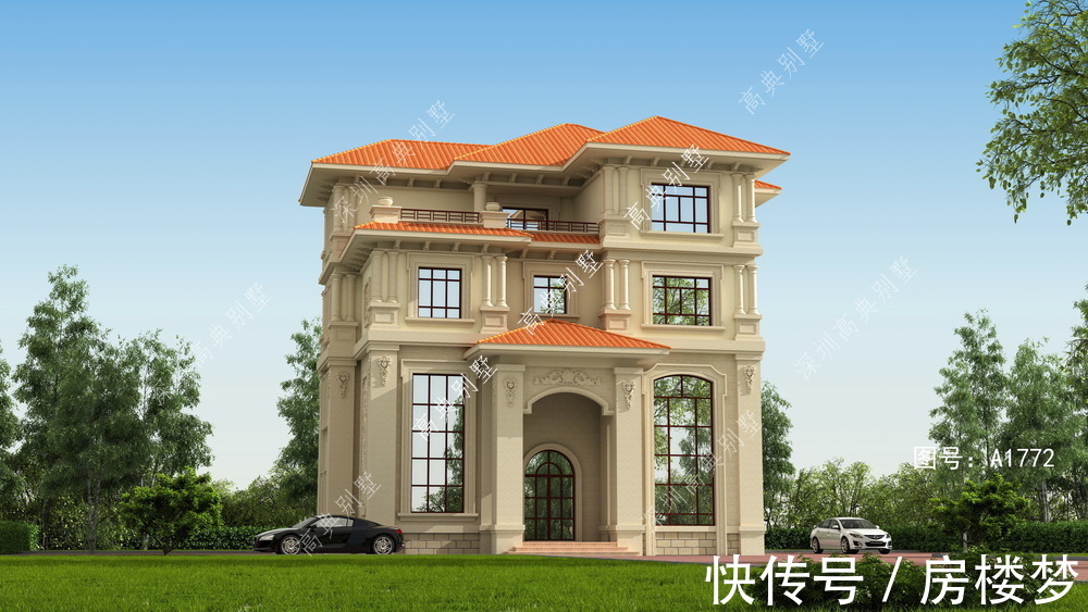 布局|欧式简约别墅,布局十分合理,外墙以暖色为主,给人温暖的感觉。