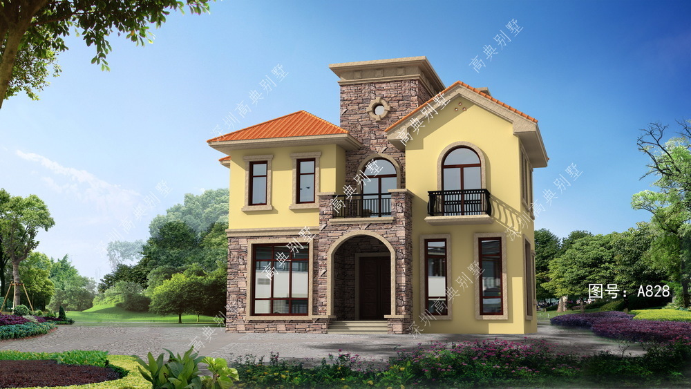 住房|带堂屋的欧式别墅，适应不同家庭住房需要，建筑立面很简单。