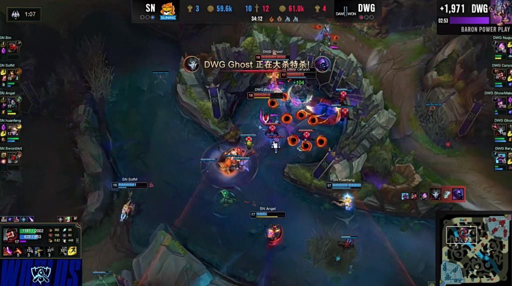 精彩|LOL:黑天使阿卡丽精彩操作打出翻盘点,焕烽E脸失误DWG拿下赛点