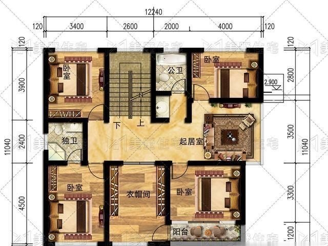 别墅|12×11米的二层别墅,人多不用愁,就问你6个卧室够不够