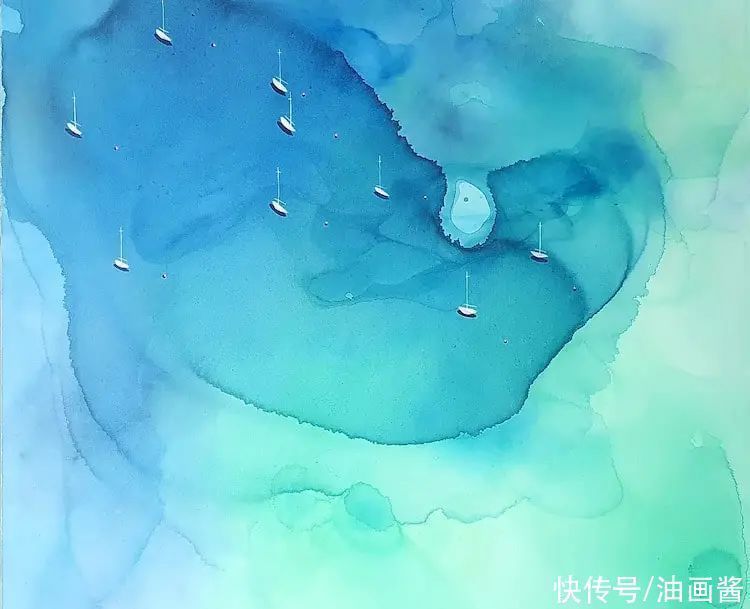 尤莉娅!她的画只有一滩稀薄的蓝色,简单到了极致,同时也美到了极致